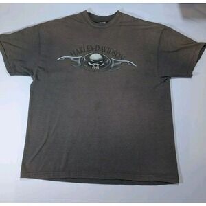 VINTAGE Harley Davidson Shirt Mens Extra‎ Large Gray Elk Laramie Wyoming